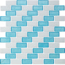 Zircon and White, 1" x 2" Subway Pattern - Glass Tile