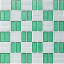 Malachite and White, 1" x 2" Basket Weave Alternating Pattern - Glass Tile