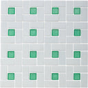 Malachite 1"x 1" and White 1" x 2", Pinwheel Pattern - Glass Tile