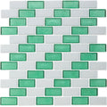 Malachite and White, 1" x 2" Subway Pattern - Glass Tile