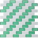 Malachite and White, 1" x 2" Subway Pattern - Glass Tile