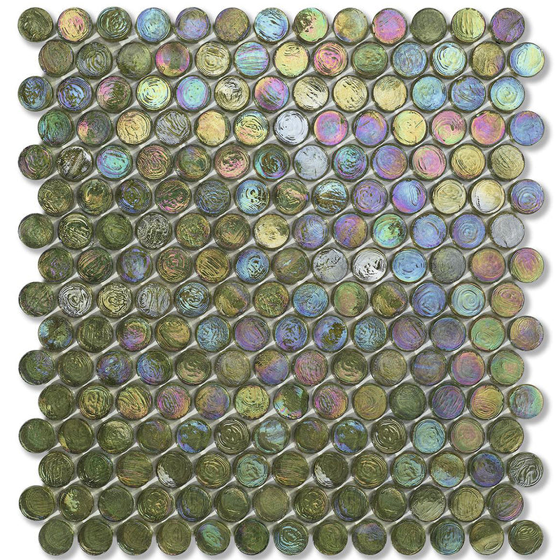 Tweed Barrels, 6/8" Glass Penny Round Mosaic | Pool Tile by SICIS