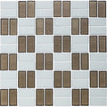 Ironstone and White, 1" x 2" Basket Weave Alternating Pattern - Glass Tile