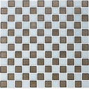 Ironstone and White, 1" x 1" Checkerboard Pattern - Glass Tile