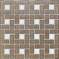 White 1" x 1" and Ironstone 1" x 2", Pinwheel Pattern - Glass Tile