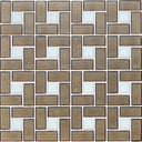 White 1" x 1" and Ironstone 1" x 2", Pinwheel Pattern - Glass Tile