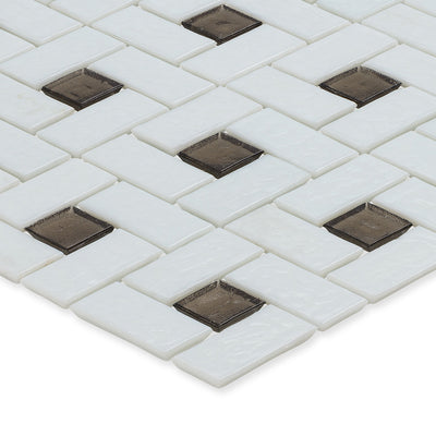 Ironstone 1" x 1" and White 1" x 2", Pinwheel Pattern Glass Tile