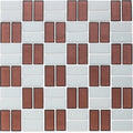 Garnet and White, 1" x 2" Basket Weave Alternating Pattern - Glass Tile