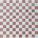 Garnet and White, 1" x 1" Checkerboard Pattern - Glass Tile