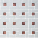 Garnet 1" x 1" and White 1" x 2", Pinwheel Pattern - Glass Tile