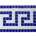 Sapphire and White, 1" x 1" Greek Key Pattern - Glass Tile