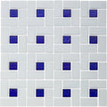 Sapphire 1" x 1" and White 1" x 2", Pinwheel Pattern - Glass Tile