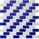 Sapphire and White, 1" x 2" Subway Pattern - Glass Tile