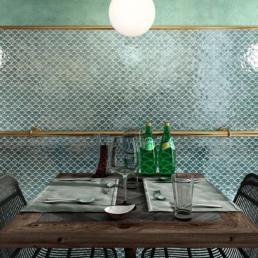 Brushed Green Glass Tile by Vidrepur