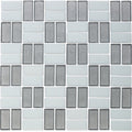 Moonstone and White, 1" x 2" Basket Weave Alternating Pattern - Glass Tile