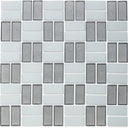 Moonstone and White, 1" x 2" Basket Weave Alternating Pattern - Glass Tile