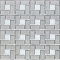 White 1" x 1" and Moonstone 1" x 2", Pinwheel Pattern - Glass Tile
