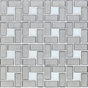 White 1" x 1" and Moonstone 1" x 2", Pinwheel Pattern - Glass Tile