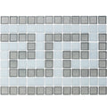 Moonstone and White, 1" x 1" Greek Key Pattern - Glass Tile