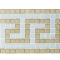 Fire Opal and White, 1" x 1" Greek Key Pattern - Glass Tile