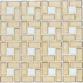 White 1" x 1" and Fire Opal 1" x 2", Pinwheel Pattern - Glass Tile