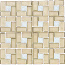 White 1" x 1" and Fire Opal 1" x 2", Pinwheel Pattern - Glass Tile