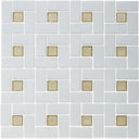 Fire Opal 1" x 1" and White 1" x 2", Pinwheel Pattern - Glass Tile