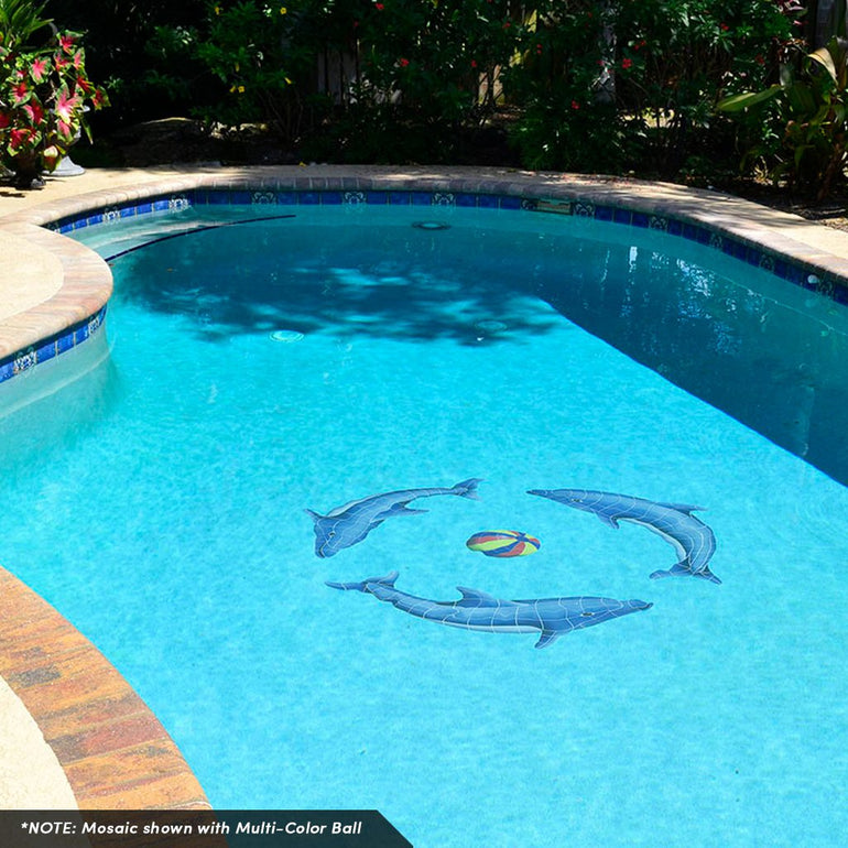 Dolphin Group, Blue Ball with Shadow | DSHGRPS-BL | Pool Mosaic by Artistry in Mosaics