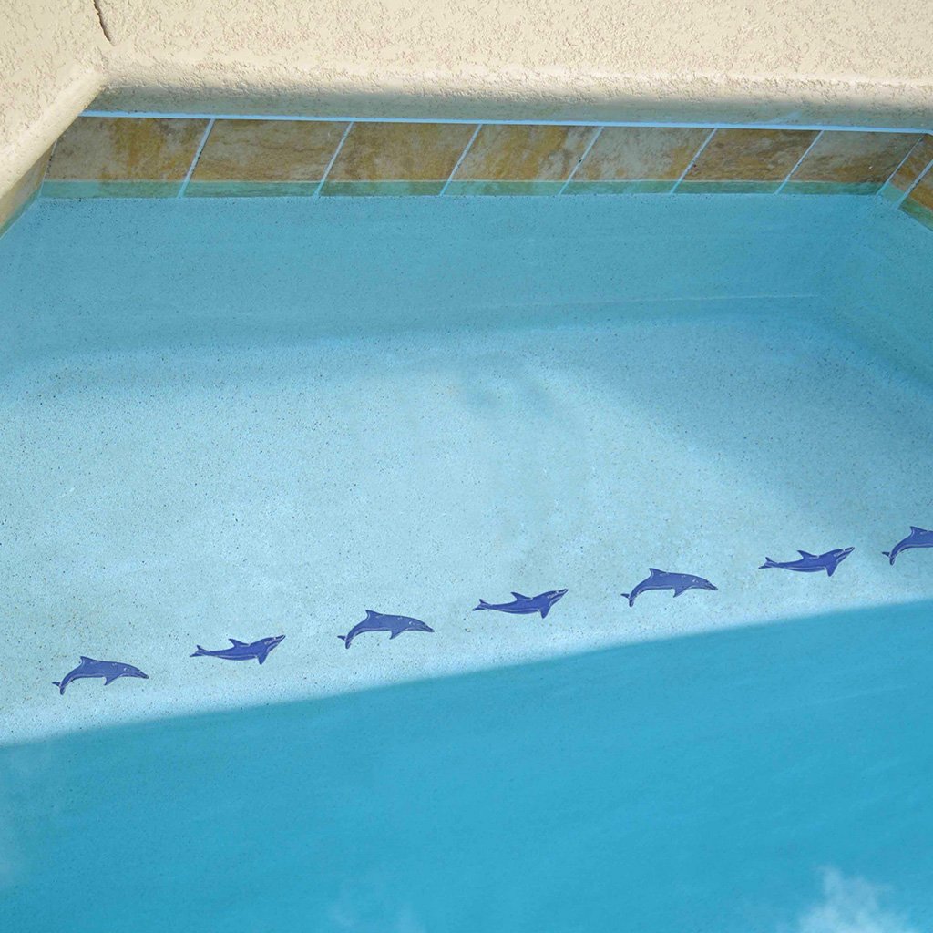 Step Markers - Dolphins Blue | SMDOLBLU | Pool Mosaic – AquaBlu Mosaics