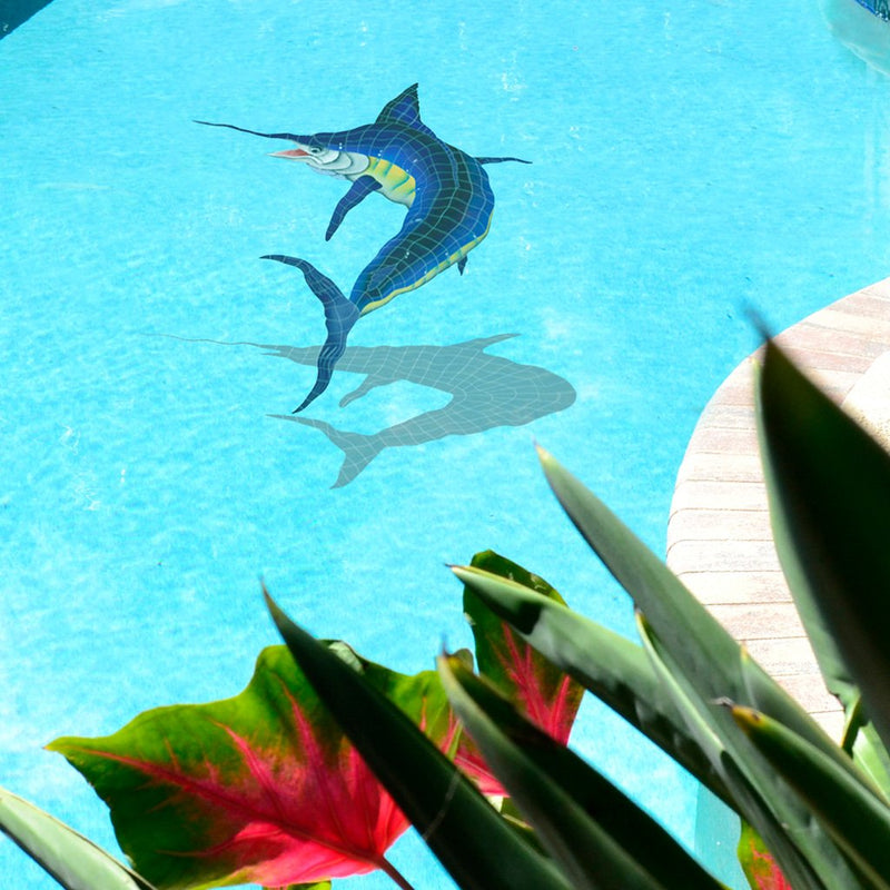 Marlin w/Shadow | MSHBLUL | Pool Mosaic by Artistry in Mosaics