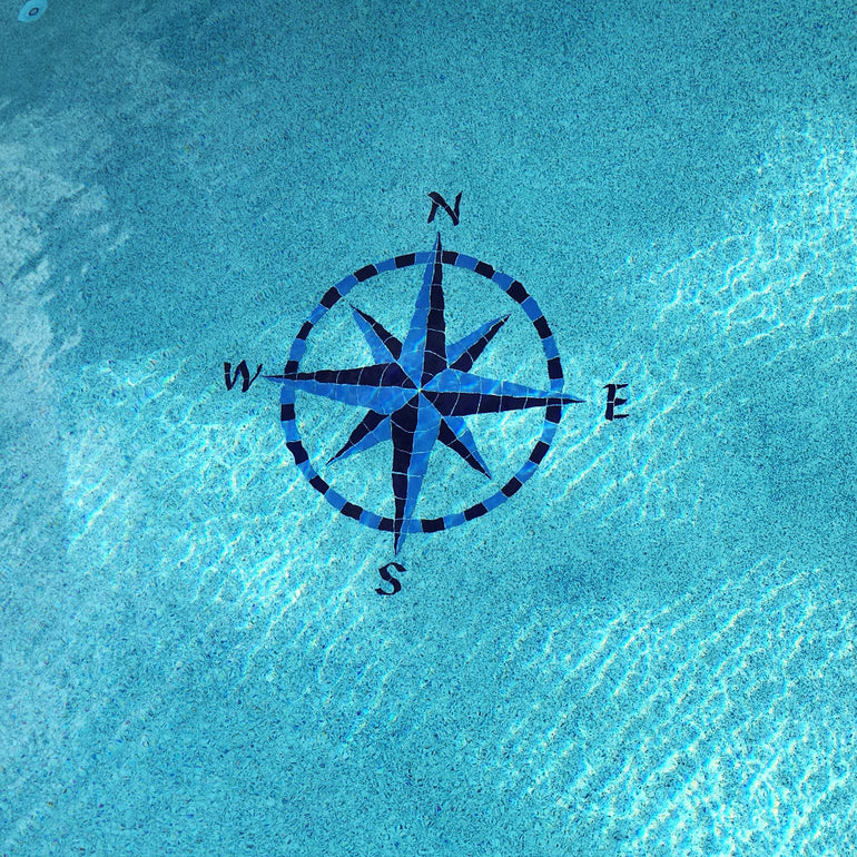 Eight Point Compass - Blue | CEIBLUL | Pool Mosaic