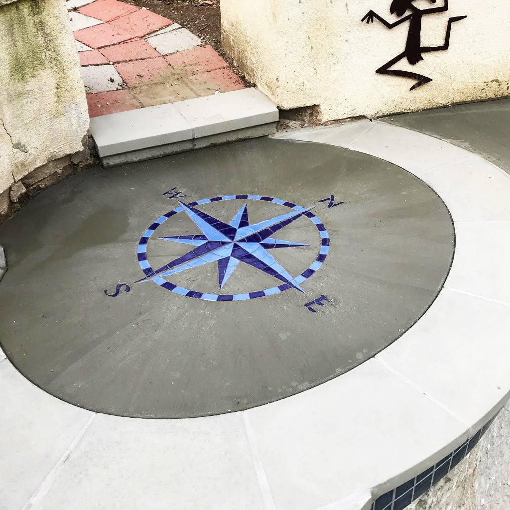 Eight Point Compass - Blue | CEIBLUL | Pool Mosaic