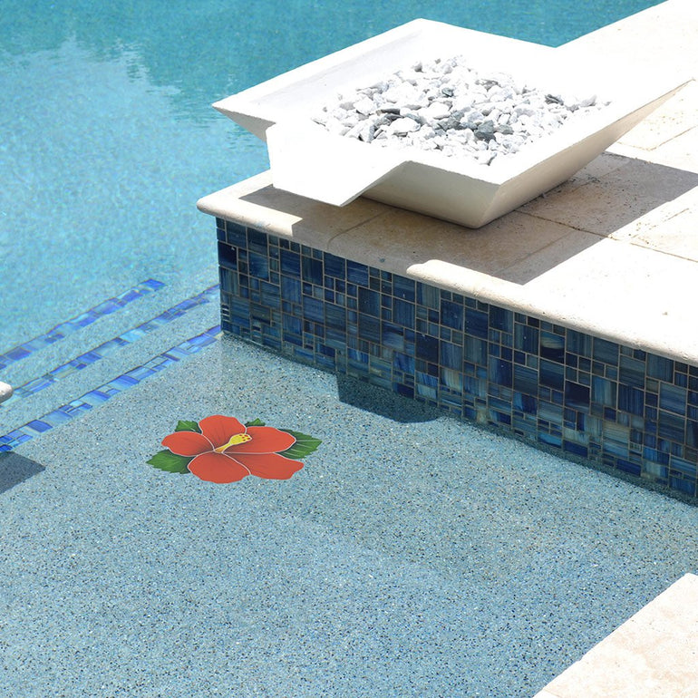 Hibiscus - Red | HIBREDS | Pool Mosaic by AquaBlu Mosaics