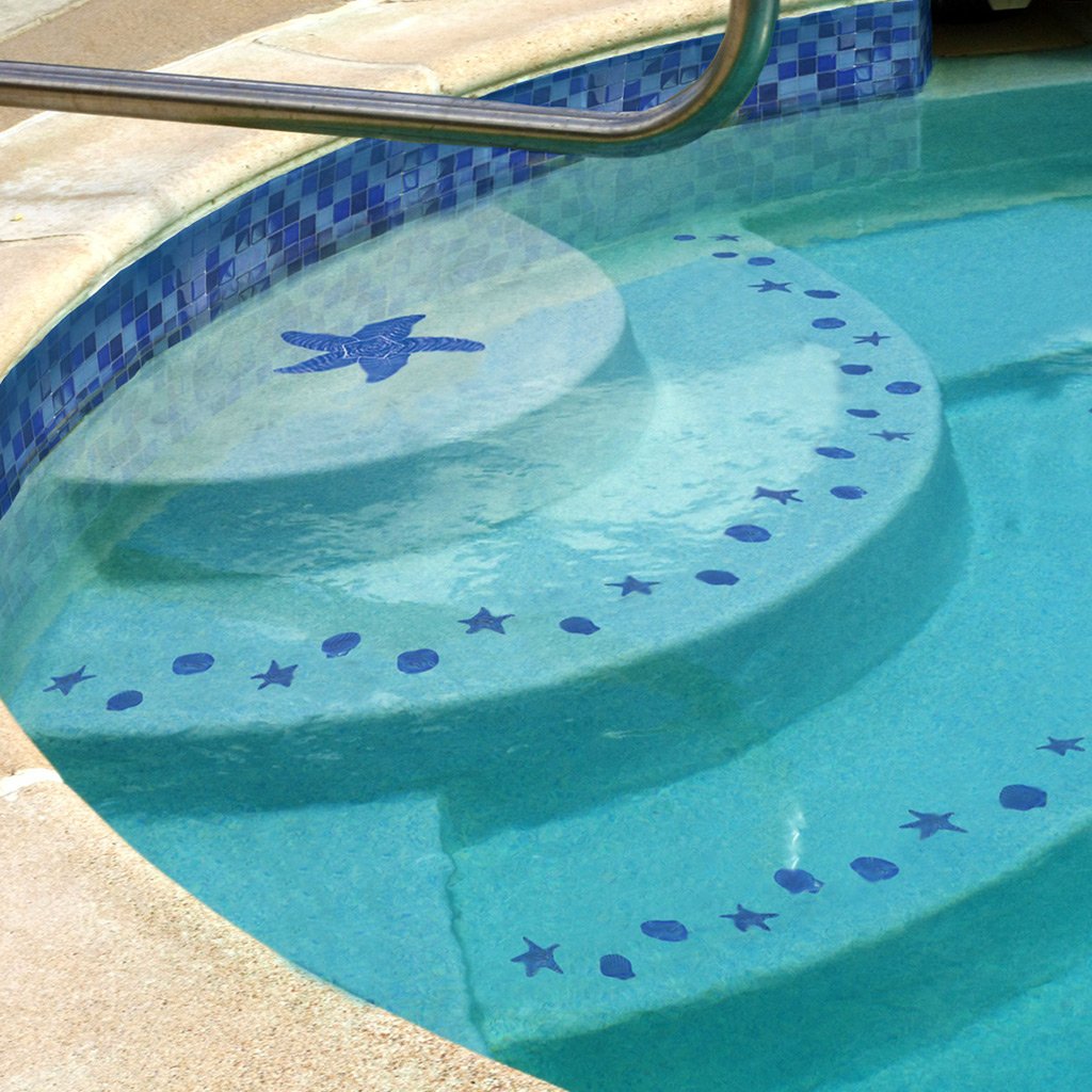Round Steps Pool Tile Accent & Pool Step Marker Tiles | Swimming Pool Step Markers – AquaBlu ...