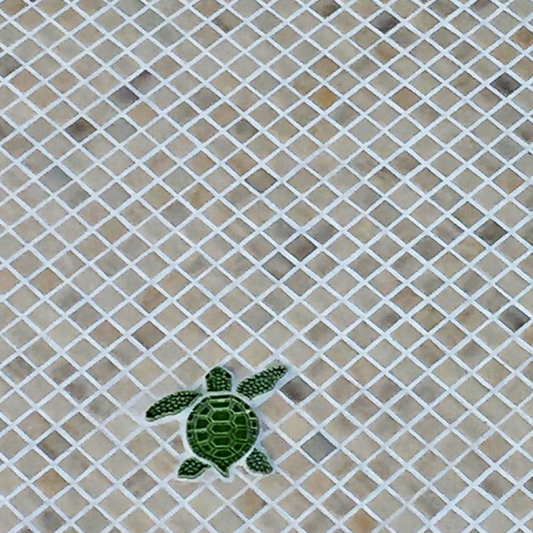 Loggerhead Turtle A Mini - 4" Green | TLMGREAB | Pool Mosaic
