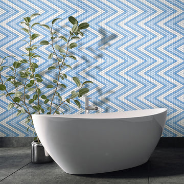 Amiens Coastal, Hexagon Mosaic Tile | Geometro Glass Tile