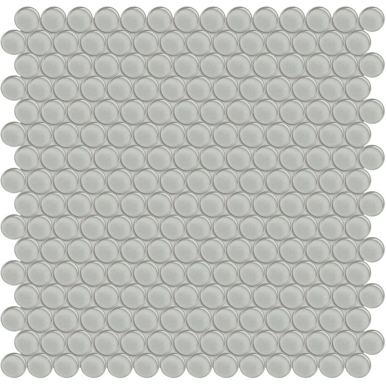 Mist, Penny Round Mosaic | ANAELEMPNRDMIST | Aquatica Glass Tile