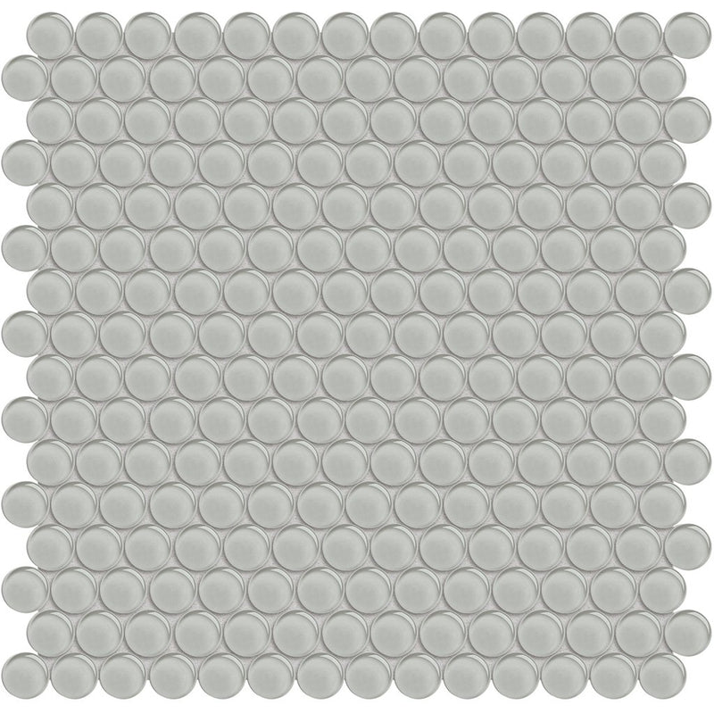 Mist, Penny Round Mosaic | ANAELEMPNRDMIST | Aquatica Glass Tile