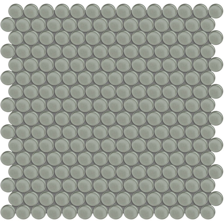 Smoke, Penny Round Mosaic | ANAELEMPNRDSMOKE | Aquatica Glass Tile
