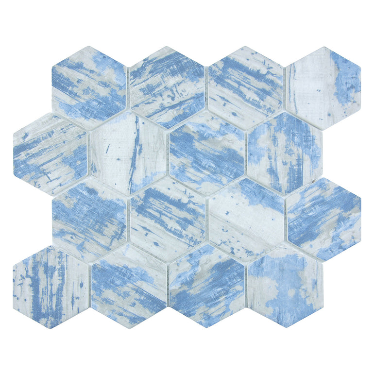 Aspen, Hexagon Mosaic | TASBARKASPENHEX | Aquatica Glass Tile