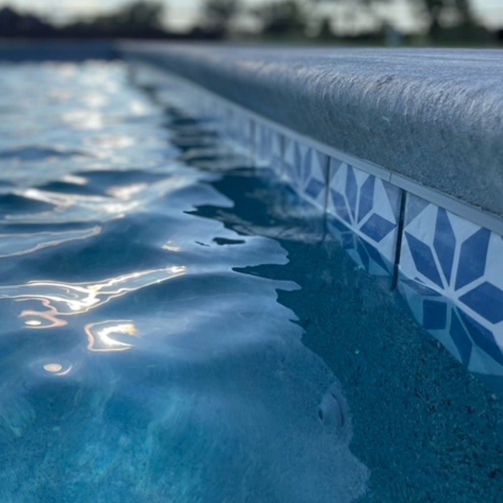 Aqua 6" x 6" Patterned Tile | OSEANCIAQUA6 | Porcelain Pool Tile by Tesoro Aquatica