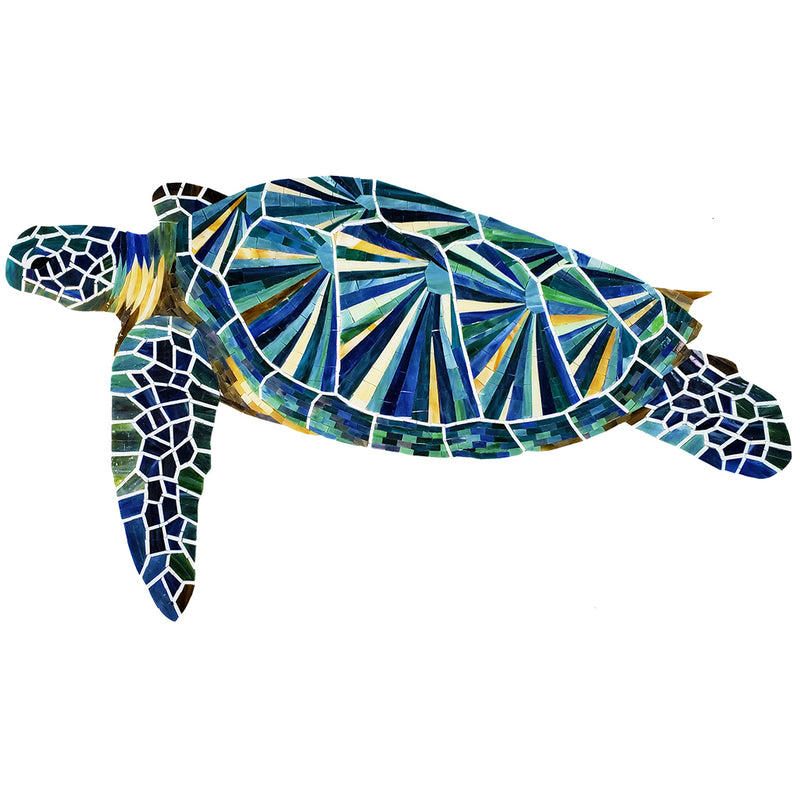 Glass Sea Turtle Pool Mosaic | G-STUL | Pool Tile Designs