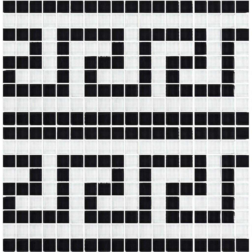 Black White 5/8" x 5/8" Glass Pool Tile | GK858K10 | Greek Key Series