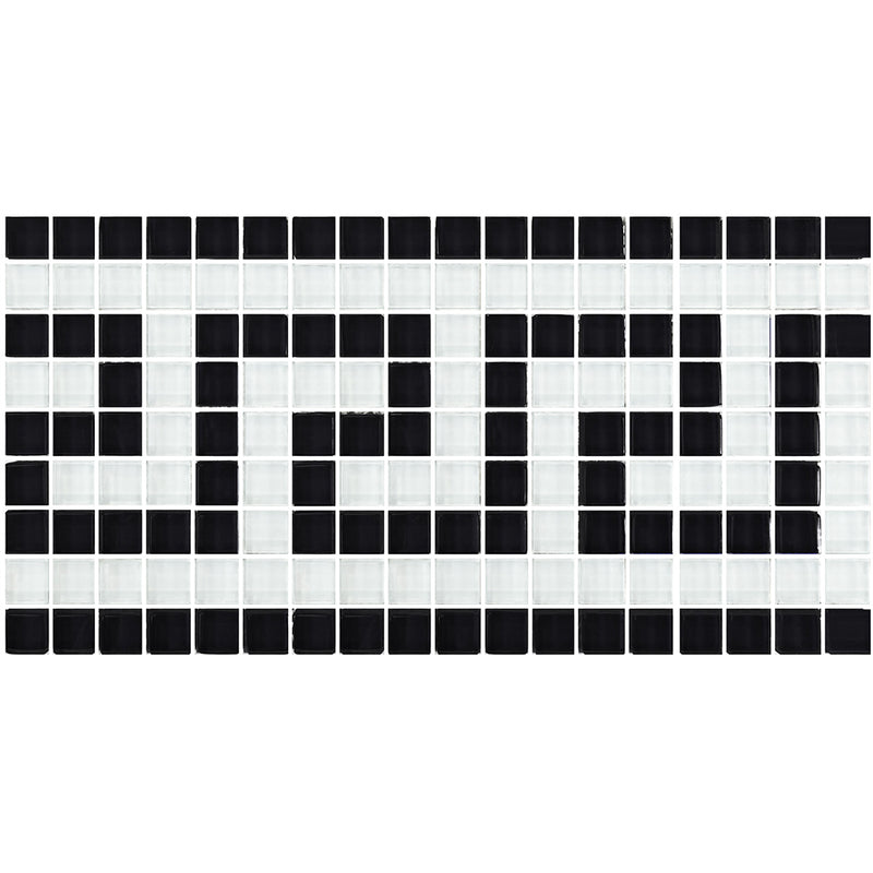 Black White 5/8" x 5/8" Glass Pool Tile | GK858K10 | Greek Key Series