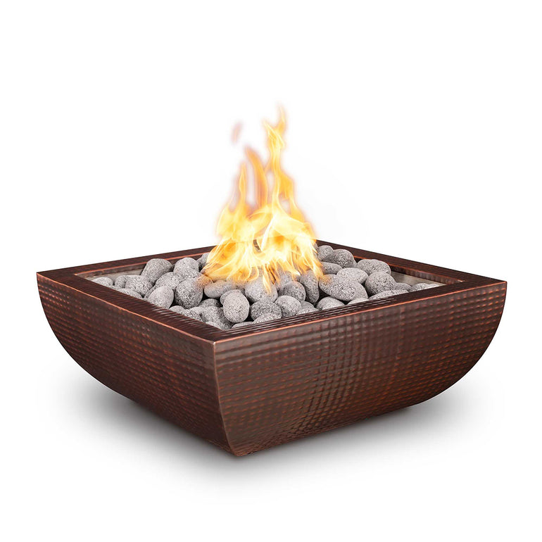 Avalon Square Fire Bowl, Hammered Copper - Fire Feature