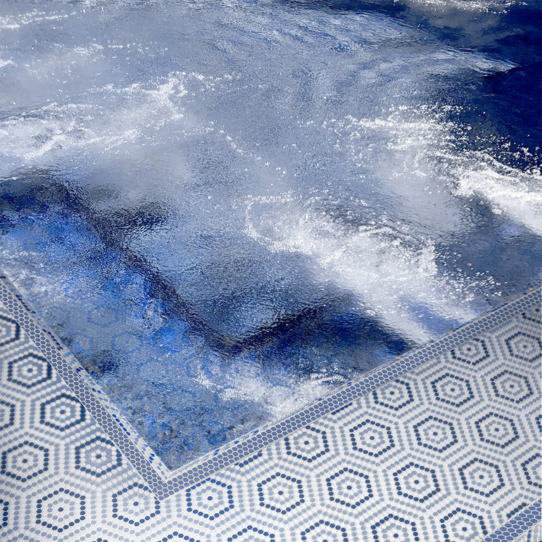 Belfort Coastal, Hexagon Mosaic Tile | Geometro Glass Tile
