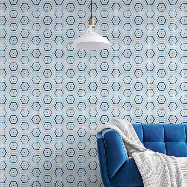 Belfort Coastal, Hexagon Mosaic Tile | Geometro Glass Tile