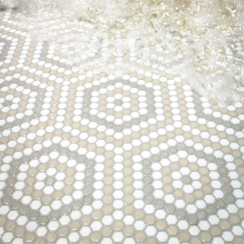 Belfort Country, Hexagon Mosaic Tile | Geometro Glass Tile