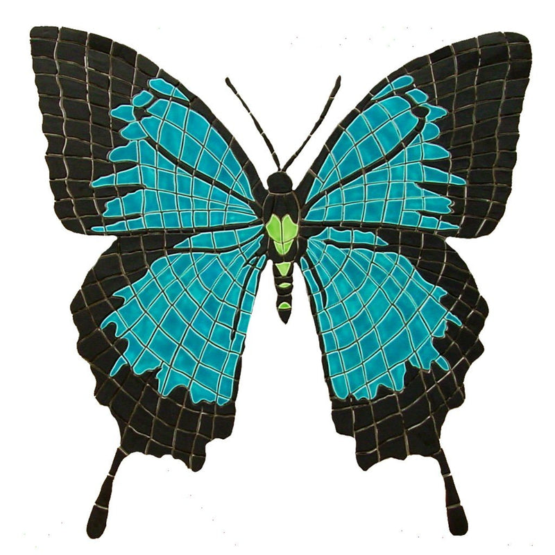 Butterfly, Papilio Ulysses (Special Order) - Pool Mosaic - NS1316 - Artisry in Mosaics Custom Mosaics