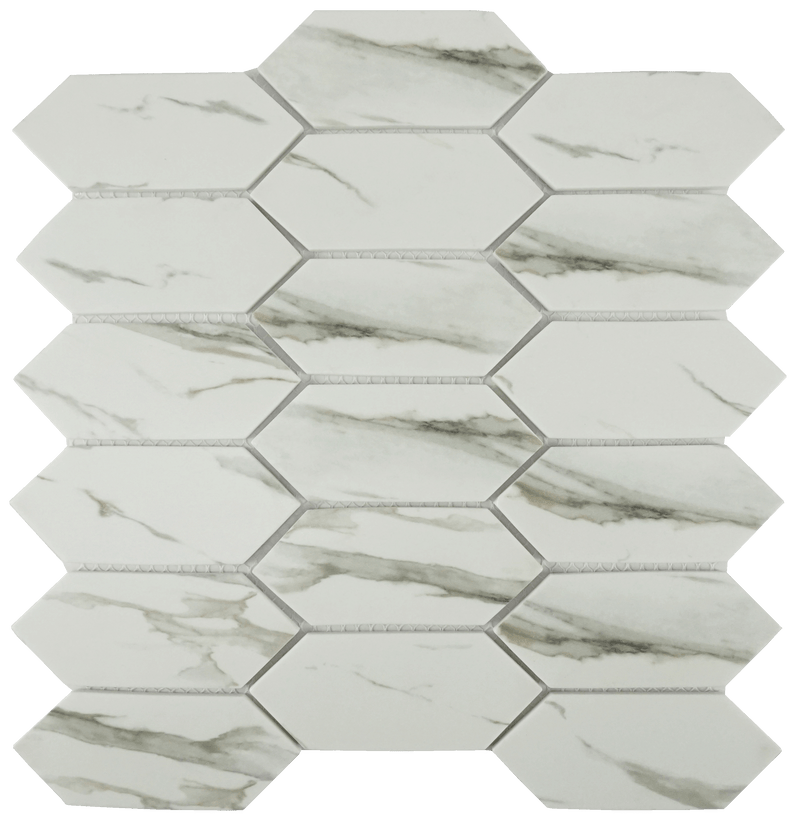 Calacatta, 2" x 4" Glass Tile | TASNATVCALCATPKT | Glass Pool Tile